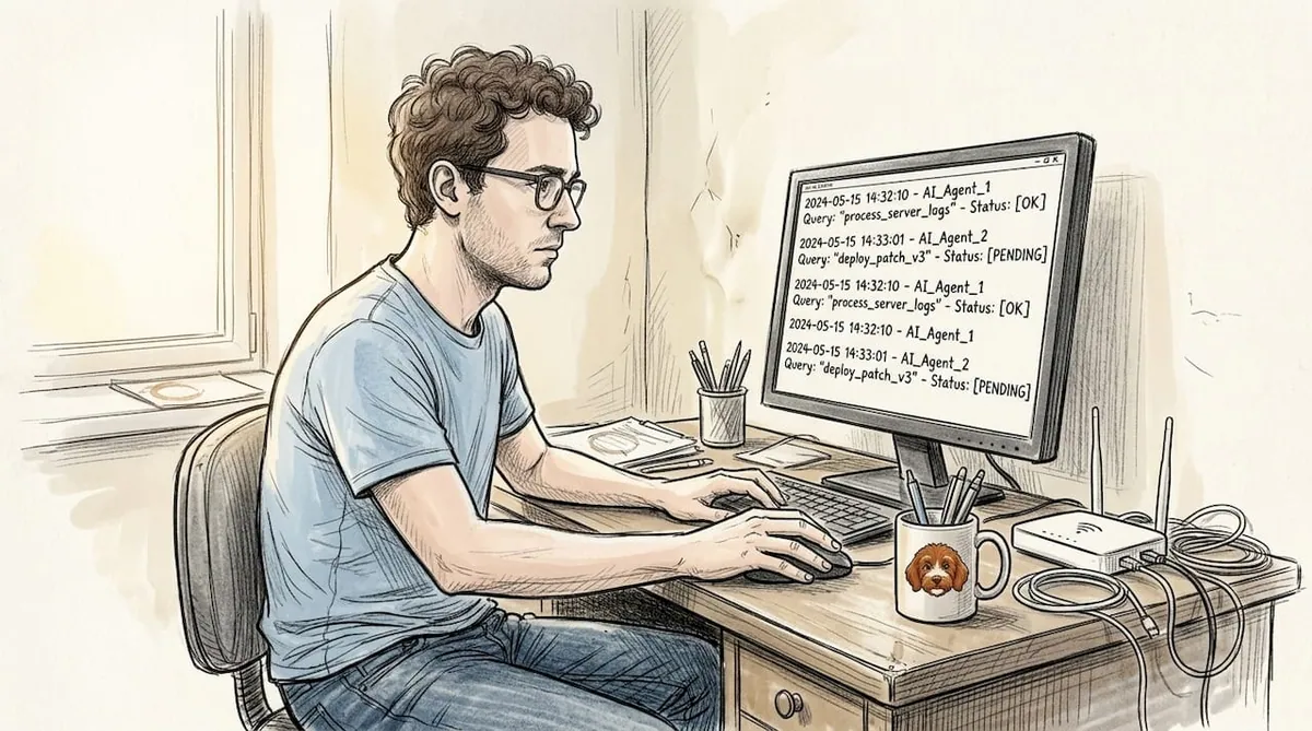 IT specialist reviewing agent network query logs
